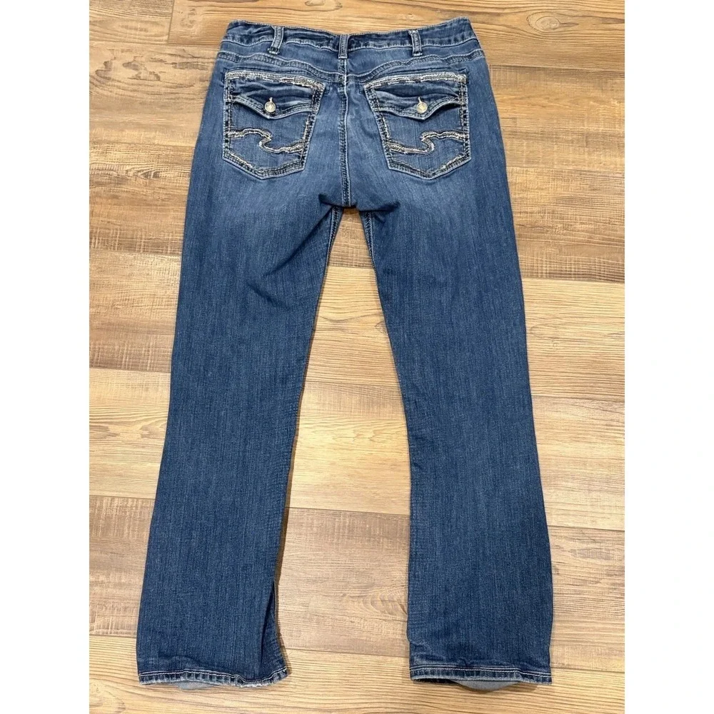 Silver Y2K Jeans Women's 33W Else Slim Bootcut Mid Rise Medium Wash Flap Pocket